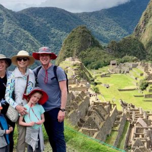 Lila O’Brien Sullivan with her son’s family in Machu Picchu, Peru