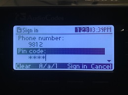 Picture of an AudioCodes phone display.