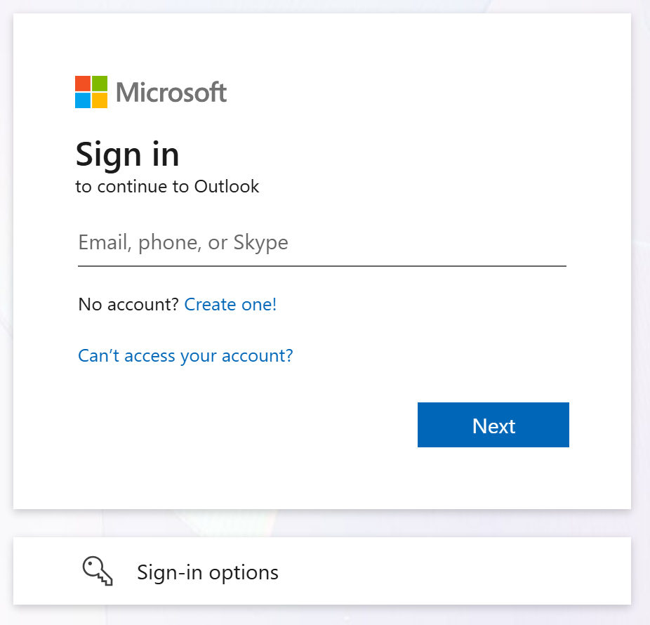 Screen capture of Outlook Web App login screen