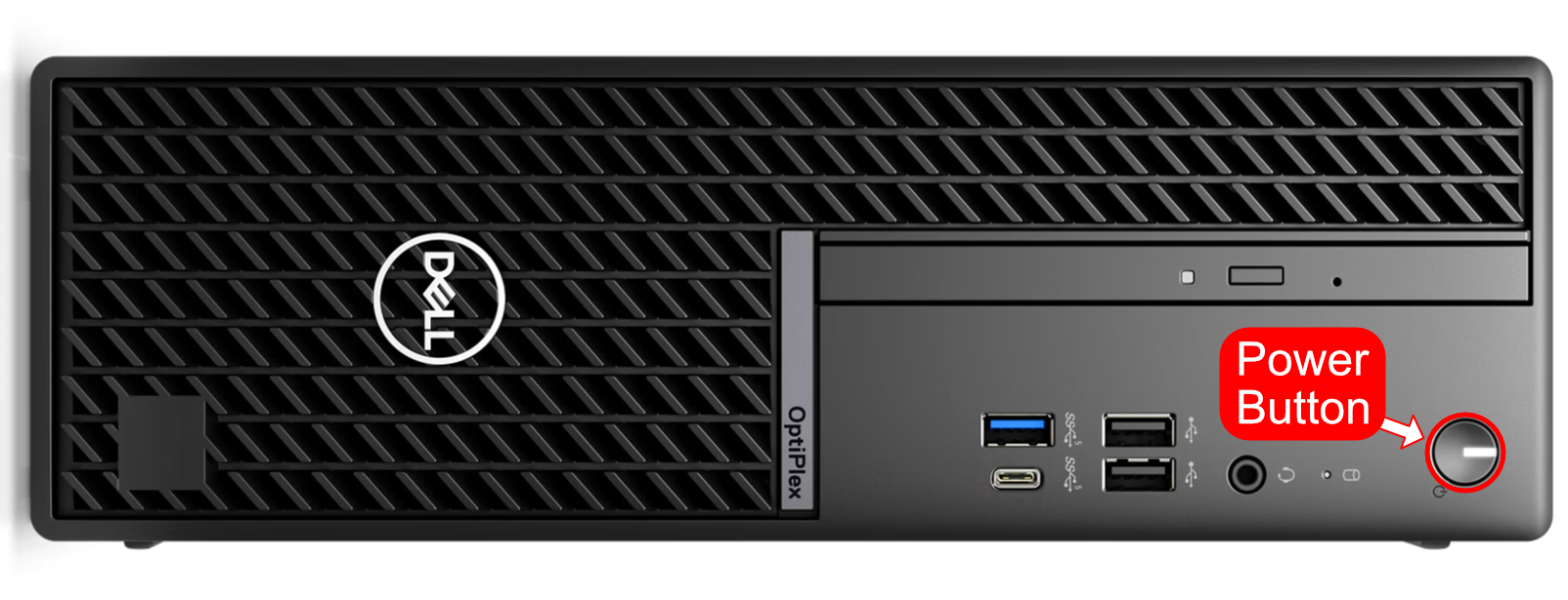 Picture of the power button of a lectern computer desktop