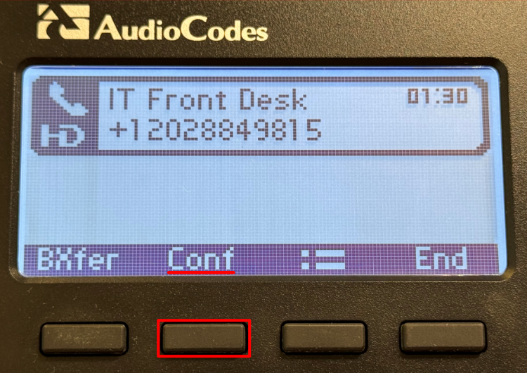 Picture of the Configuration softkey on an AudioCodes phone