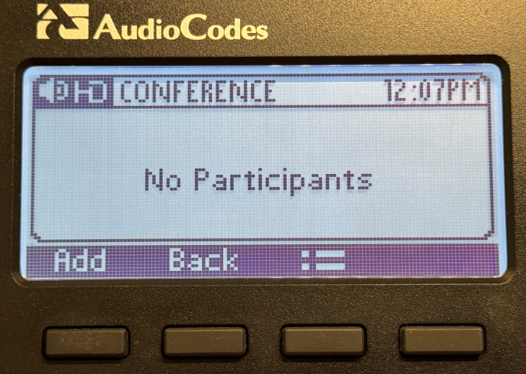Picture of the conference screen on an AudioCodes phone