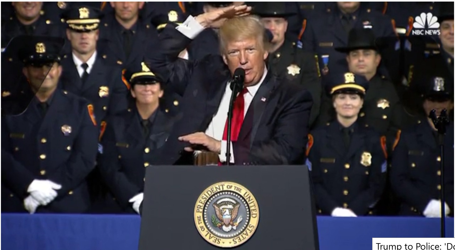President Trump speaking at police rally