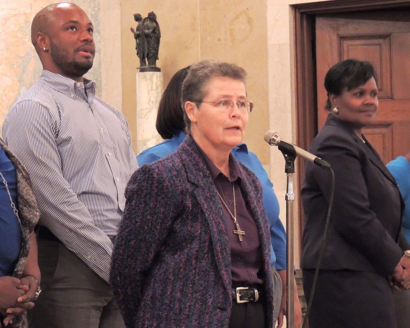 Sr. Mary Ellen introduces Gospel Choir