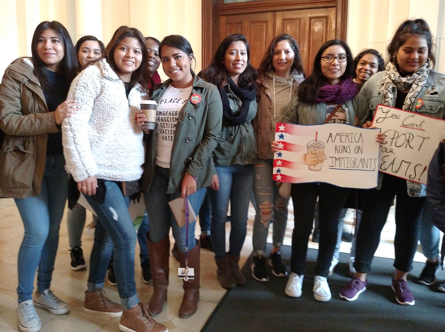 Trinity students preparing to march