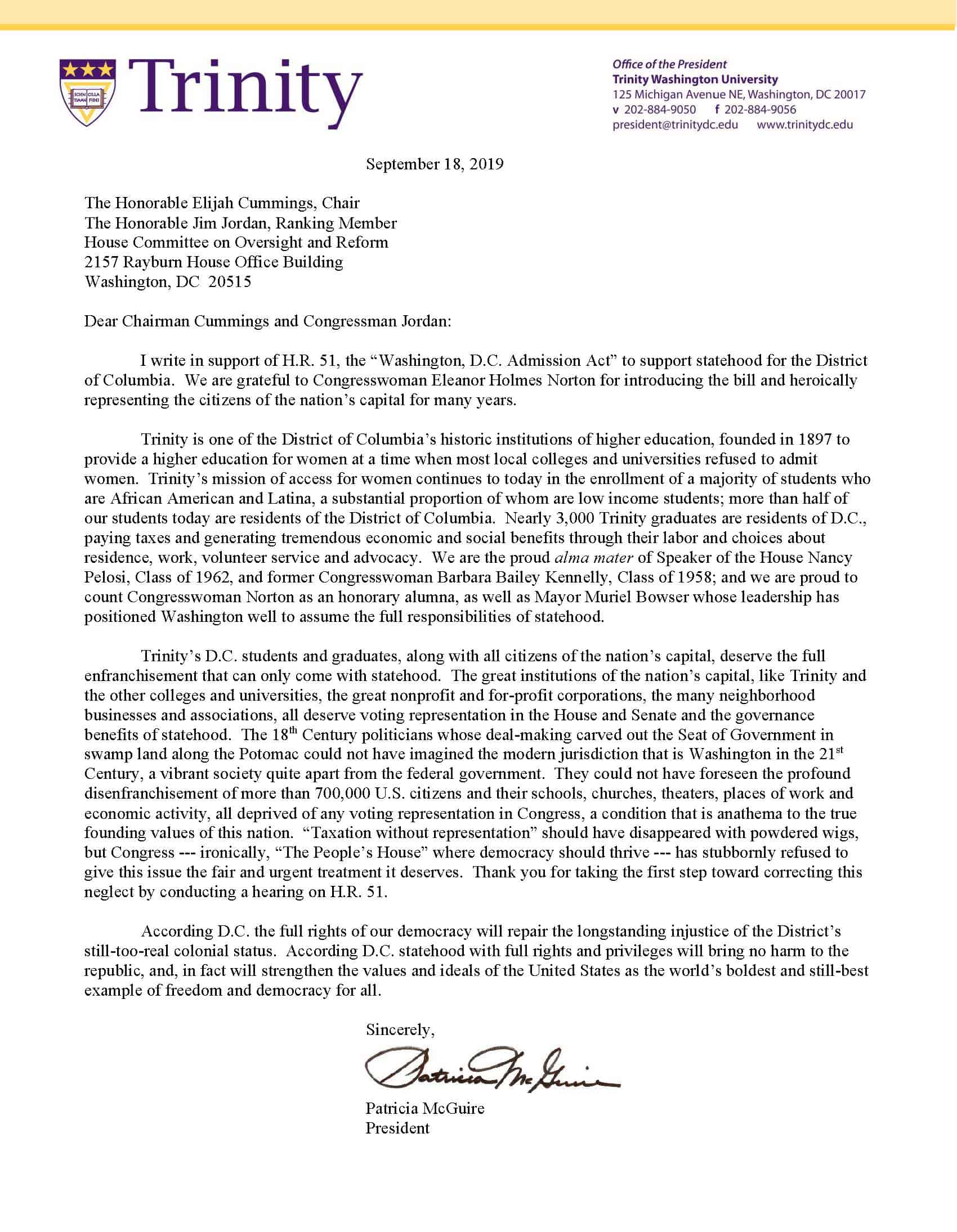 Mcguire letter to congress