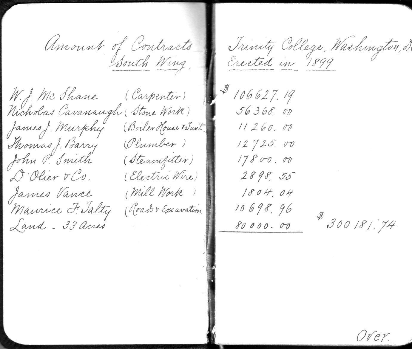 Notebook page on Trinity Founding