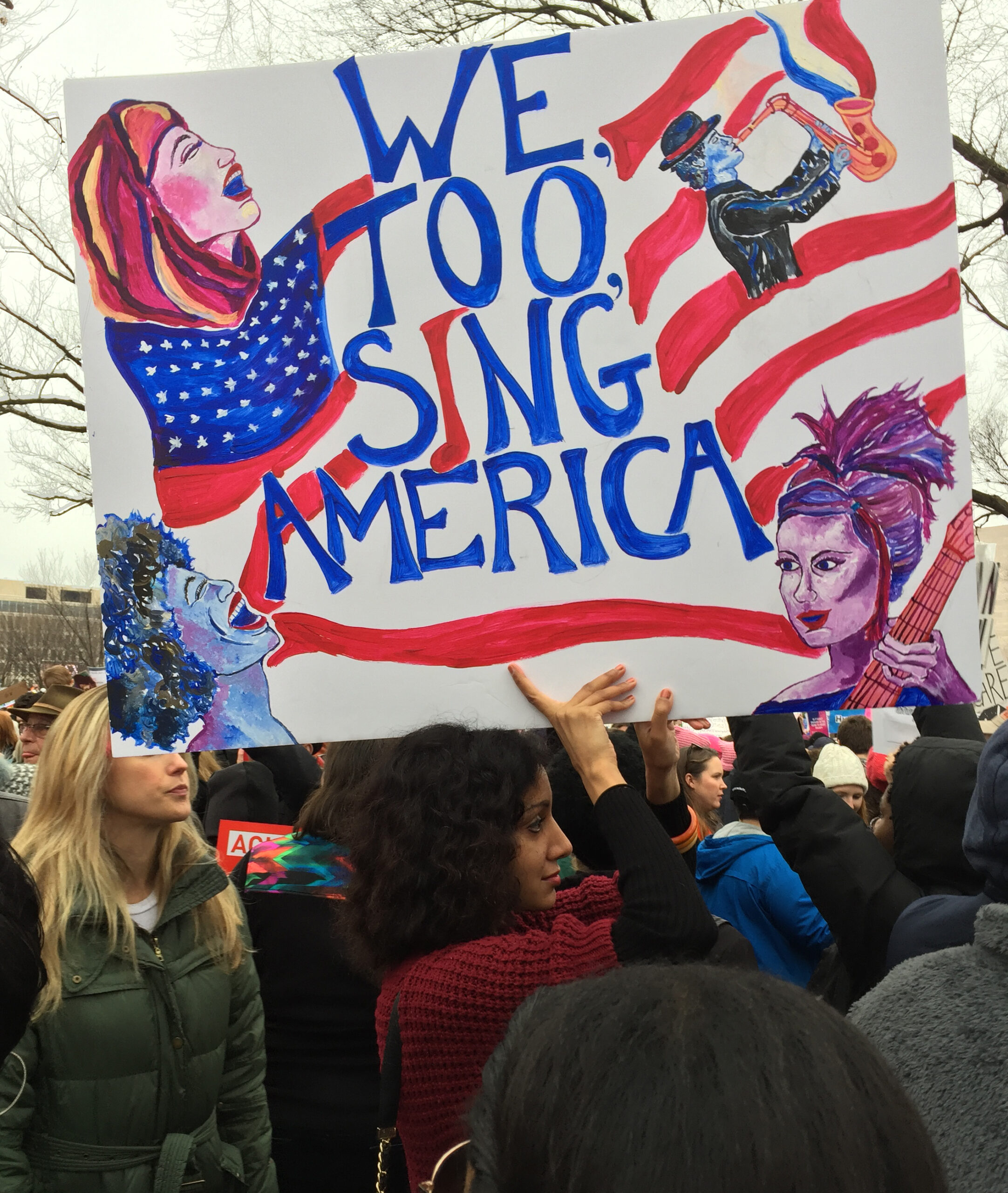 Placard at women's march We Too Sing America